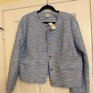 NWT J. Crew Light blue tweed blazer
